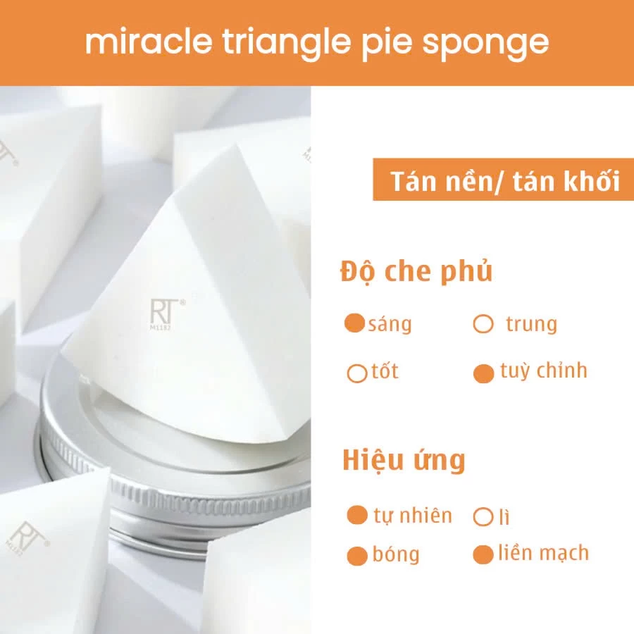 Bông Mút Đánh Nền Trang Điểm Tam Giác RT Real Techniques Triangle Pie Sponge M1182